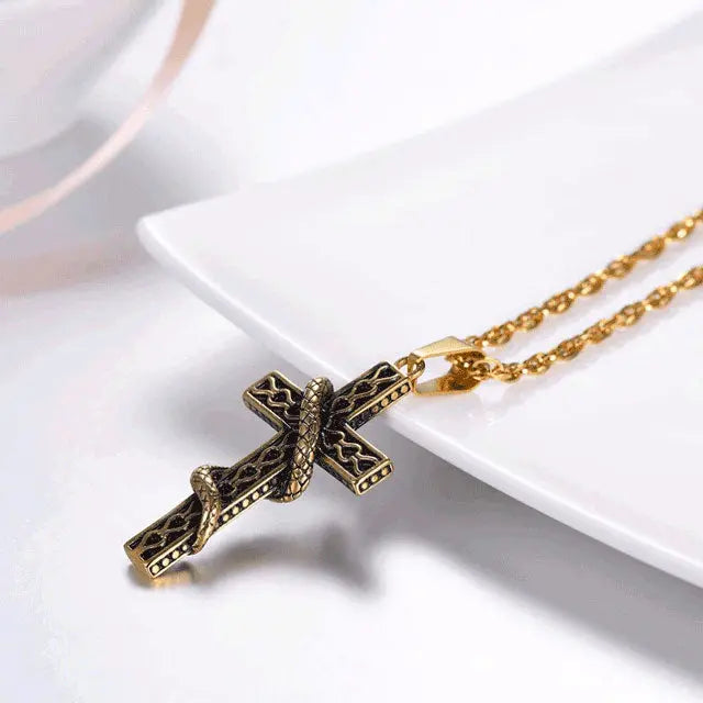 Snake Cross Necklace - Viking Heritage Store