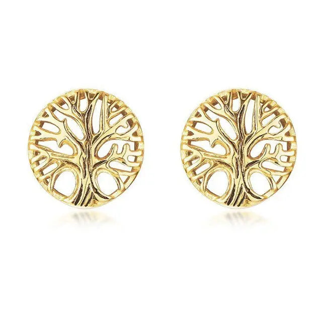 Tree of Life Earrings Gold - Viking Heritage Store