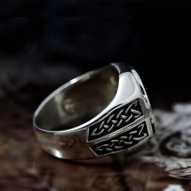 Valknut Ring With Runes - Viking Heritage Store