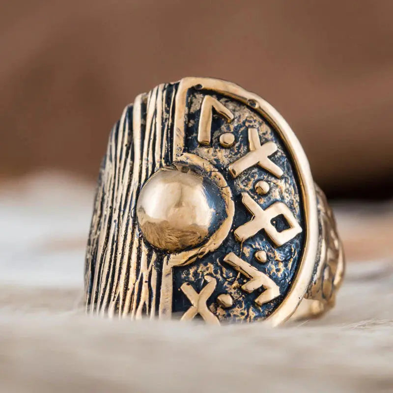 Viking Shield Ring (Solid Bronze) - Viking Heritage Store