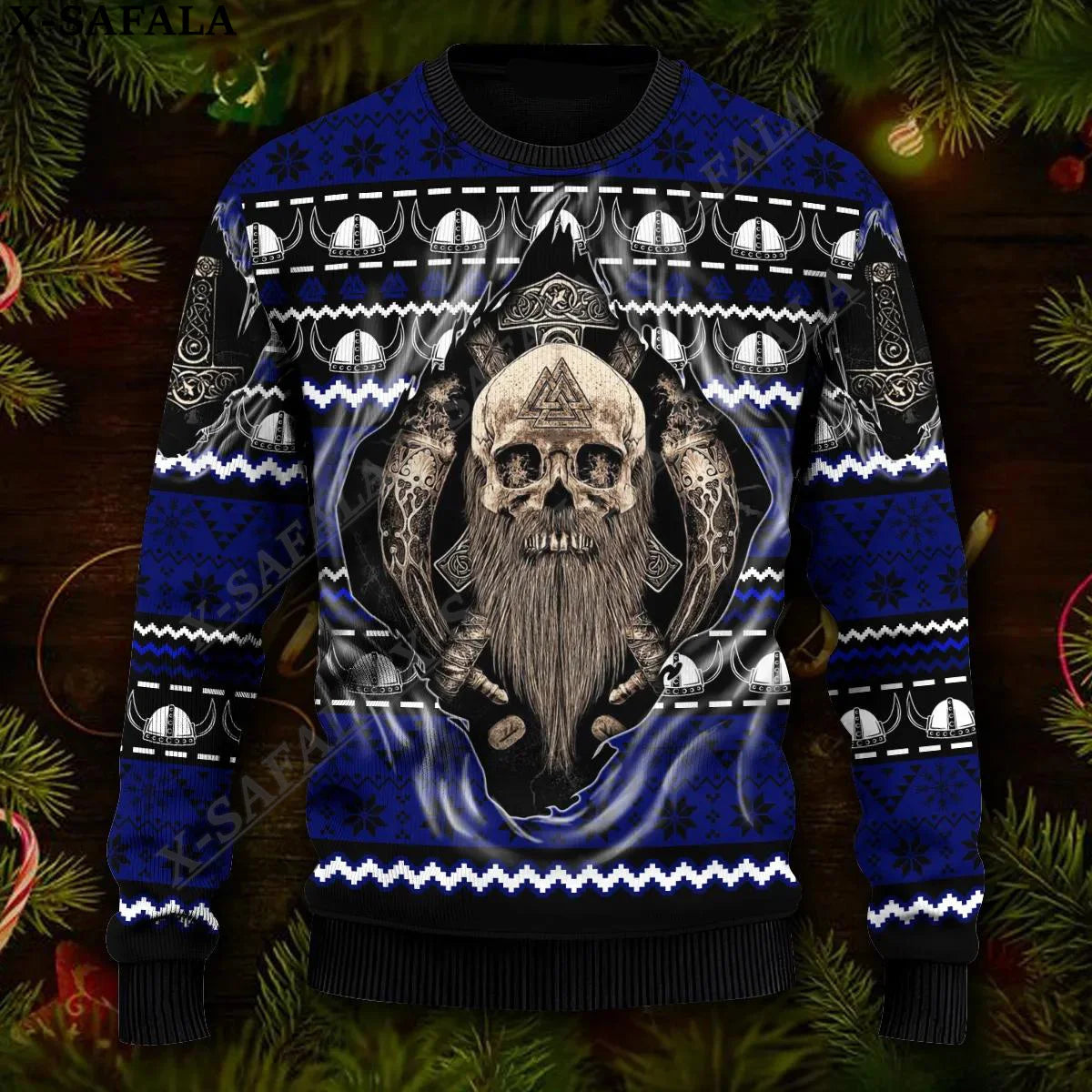 Viking Skull Christmas Sweater-Viking Heritage Store