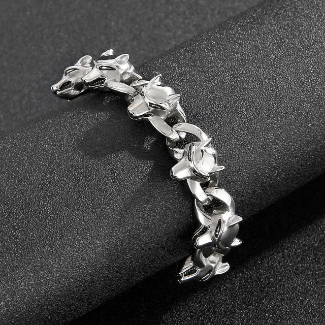 Viking Wolf Head Bracelet - Viking Heritage Store