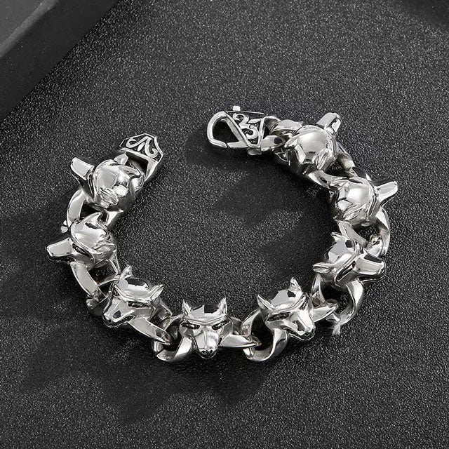 Viking Wolf Head Bracelet - Viking Heritage Store