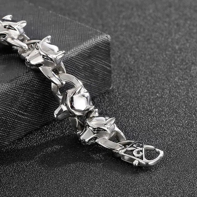 Viking Wolf Head Bracelet - Viking Heritage Store