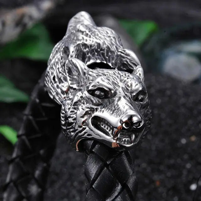 Wolf Head Bracelet - Viking Heritage Store